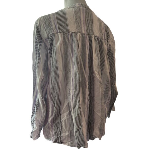 Splendid women's linen blend striped white purple v-neck blouse shirt sz L - Picture 5 of 10